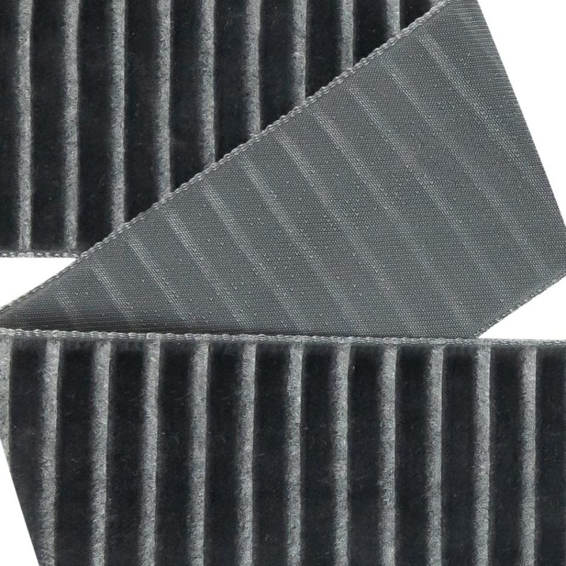 Velvet | Gray Vertical Stripes Velvet Burnout Trim – 1.4375" Ribbons Gray