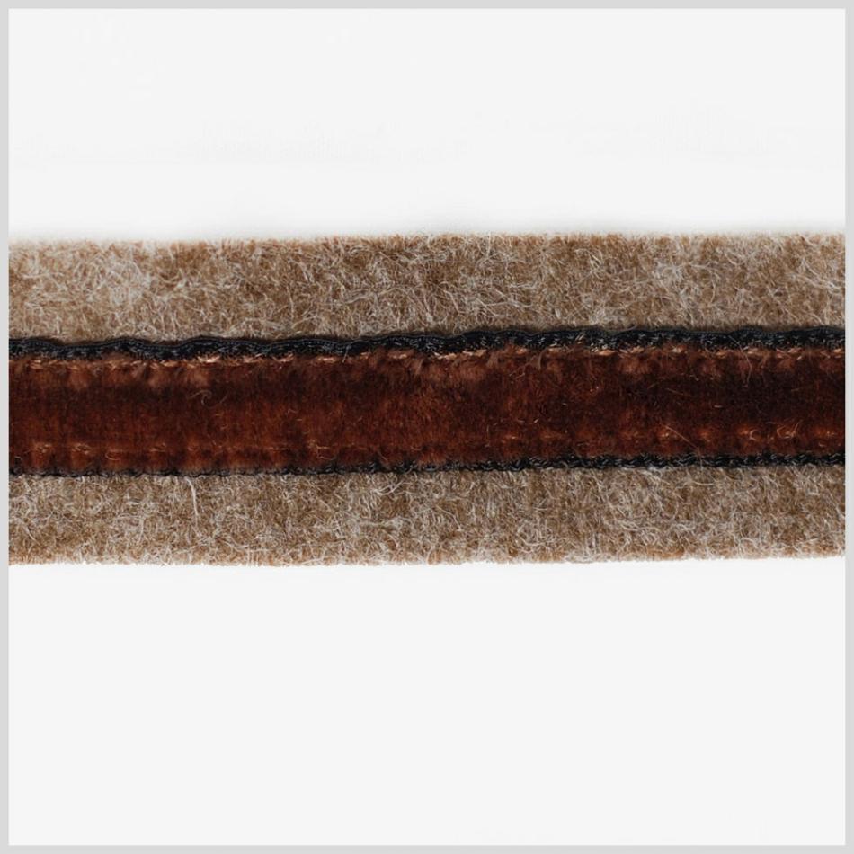 Velvet | Heathered Brown And Chocolate Brown Velvet On Wool – 1" Ribbons Heathered Brown And Chocolate