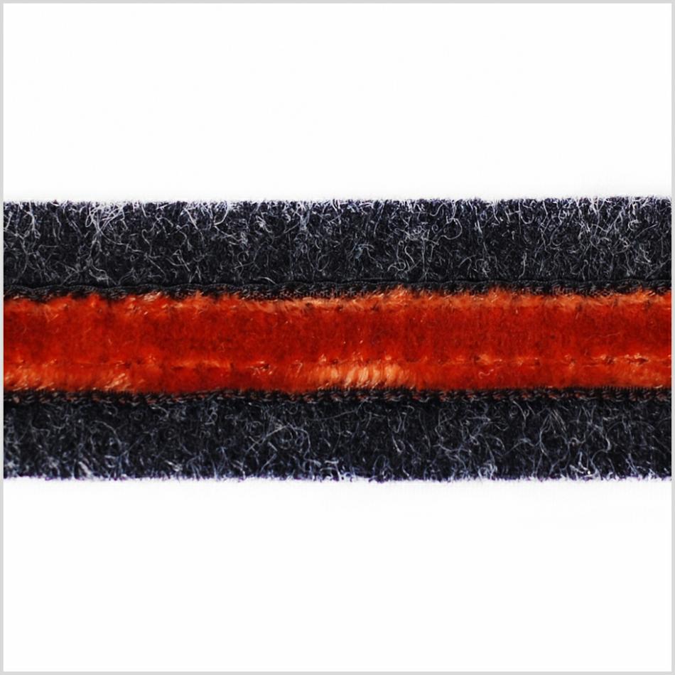 Velvet | Heathered Slate And Orange Velvet On Wool – 1" Ribbons Heathered Slate And Orange