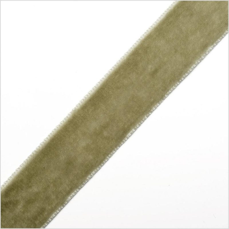 Velvet | Khaki Single Face Velvet Ribbon – 0.875" Ribbons Khaki