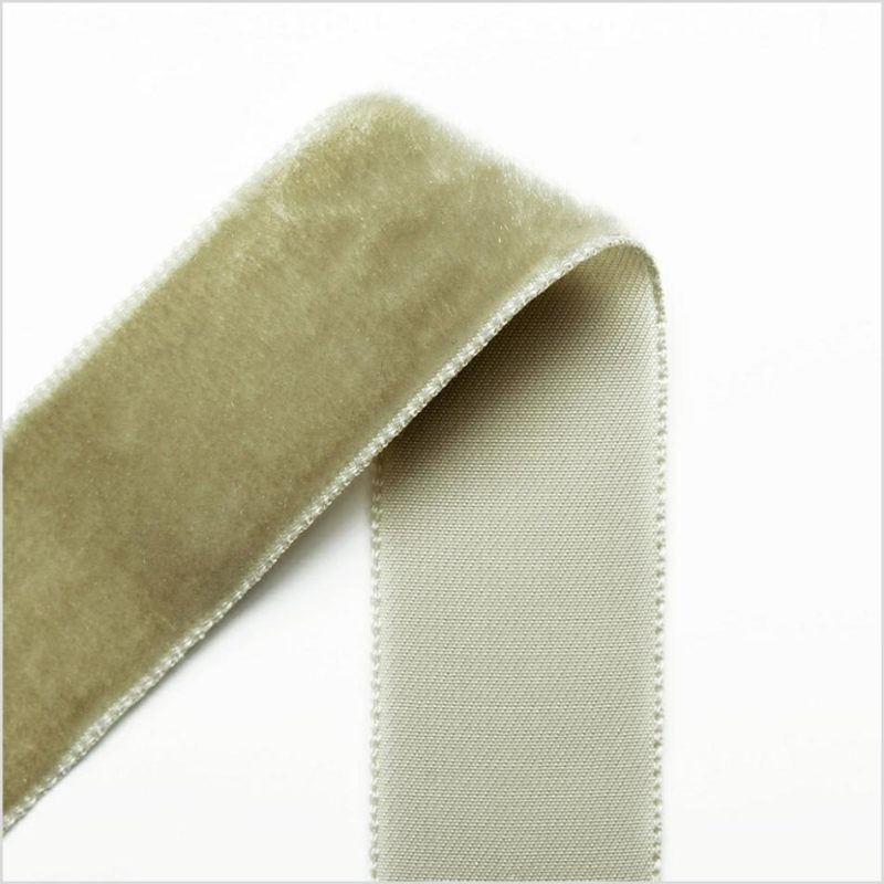 Velvet | Khaki Single Face Velvet Ribbon – 0.875" Ribbons Khaki