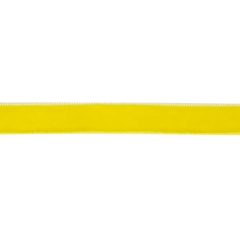 Velvet | Lemon Yellow Single Face Velvet Ribbon – 0.5" Ribbons Velvet