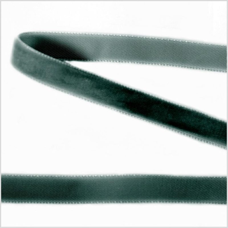 Velvet | Midnight Green Single Face Velvet Ribbon – 0.375" Ribbons Midnight Green