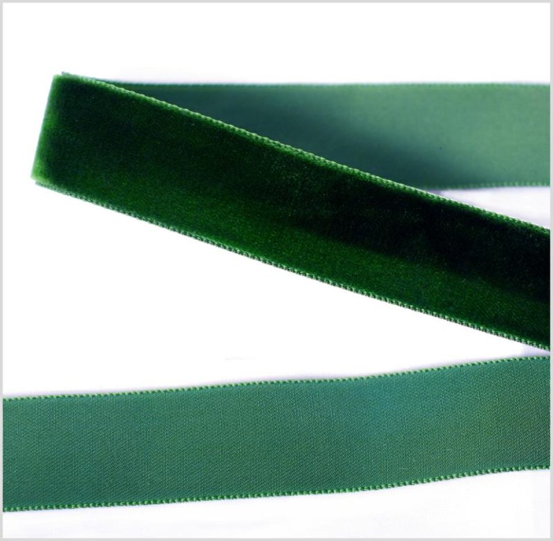 Velvet | Midnight Green Single Face Velvet Ribbon – 0.875" Ribbons Midnight Green