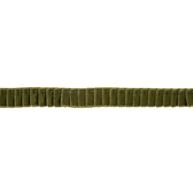 Velvet | Moss Green Pleated Single-Face Velvet Ribbon – 0.625" Pleated & Plisse Pleated & Plisse