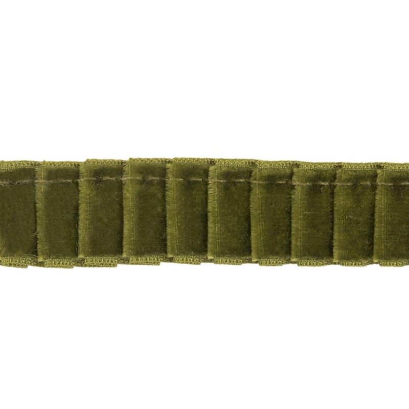 Velvet | Moss Green Pleated Single-Face Velvet Ribbon – 0.625" Pleated & Plisse Pleated & Plisse