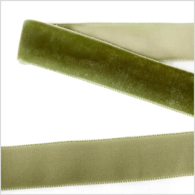 Velvet | Moss Green Single Face Velvet Ribbon – 0.875" Ribbons Moss Green