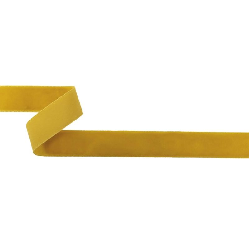 Velvet | Mustard Single Face Velvet Ribbon – 0.875" Ribbons Mustard