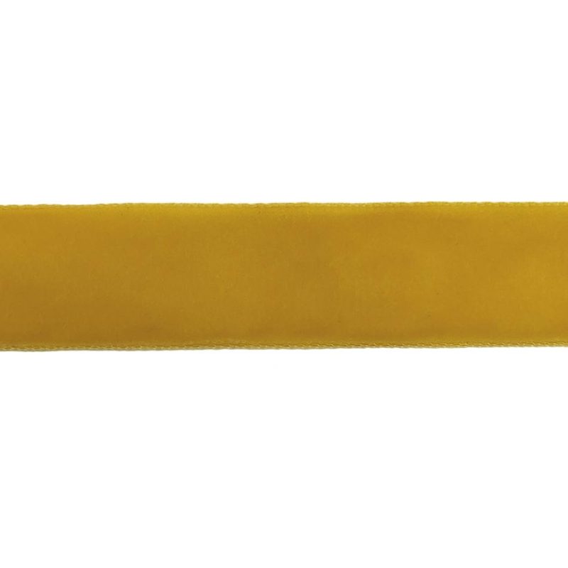 Velvet | Mustard Single Face Velvet Ribbon – 0.875" Ribbons Mustard