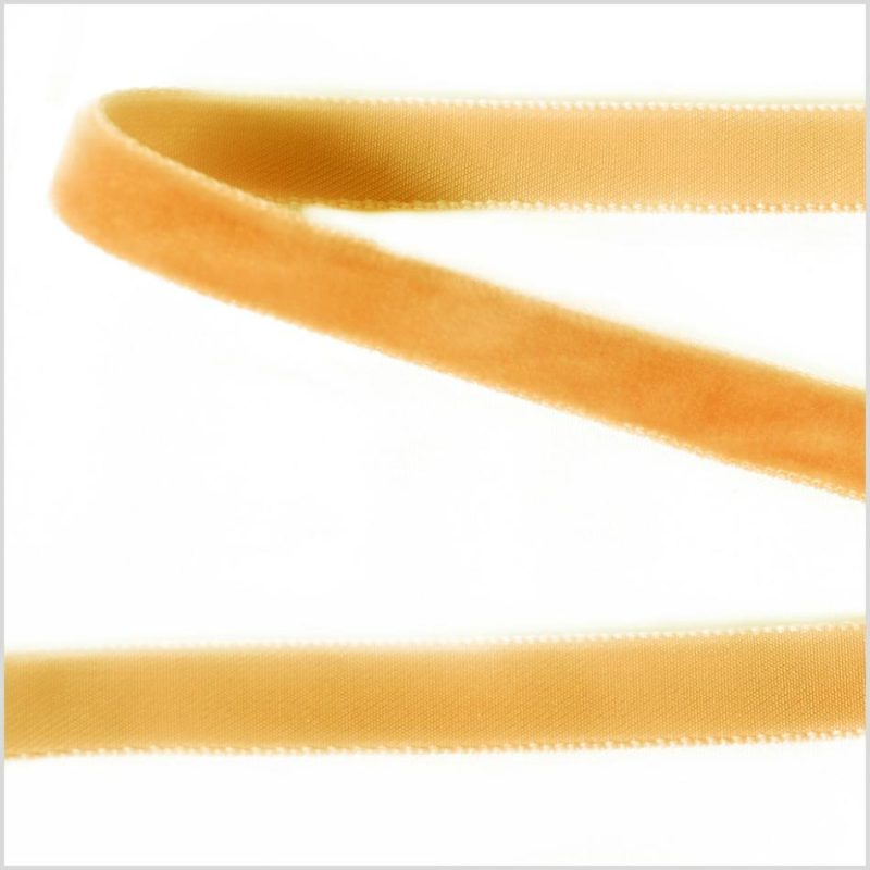 Velvet | Old Gold Single Face Velvet Ribbon – 0.375" Ribbons Old Gold