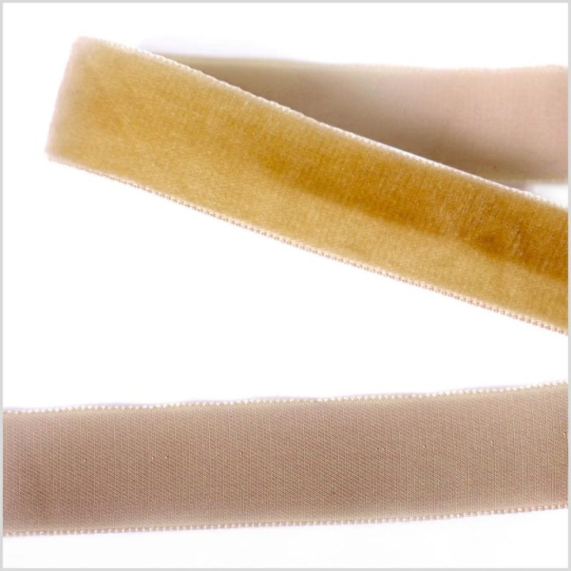 Velvet | Old Gold Single Face Velvet Ribbon – 0.875" Ribbons Old Gold