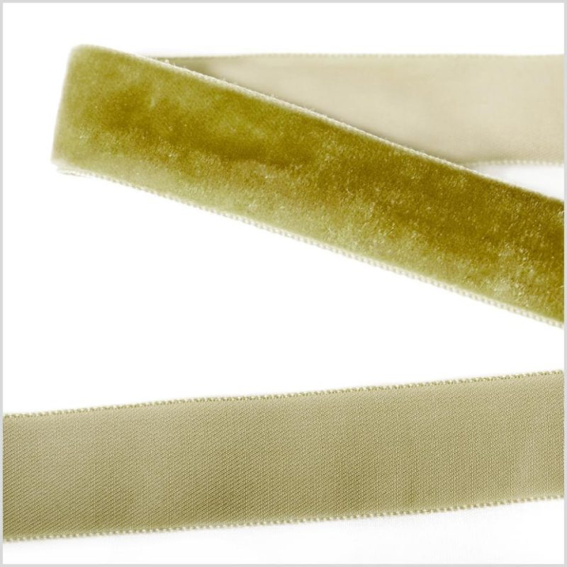 Velvet | Olive Single Face Velvet Ribbon – 0.875" Ribbons Olive