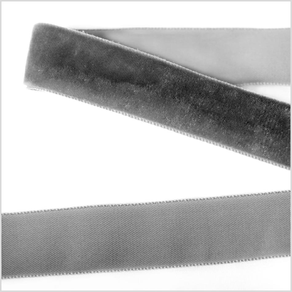 Velvet | Pewter Single Face Velvet Ribbon – 0.875" Ribbons Pewter