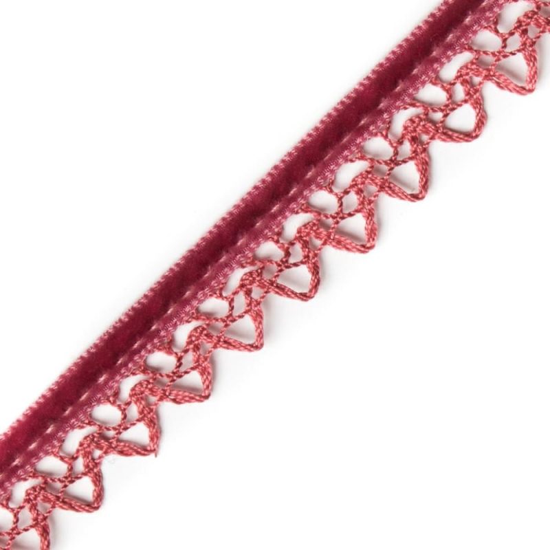 Velvet | Pink Velvet And Lace Trimming – 0.5" Ribbons Pink