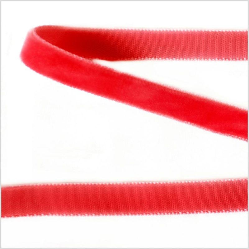 Velvet | Red Single Face Velvet Ribbon – 0.375" Ribbons Red