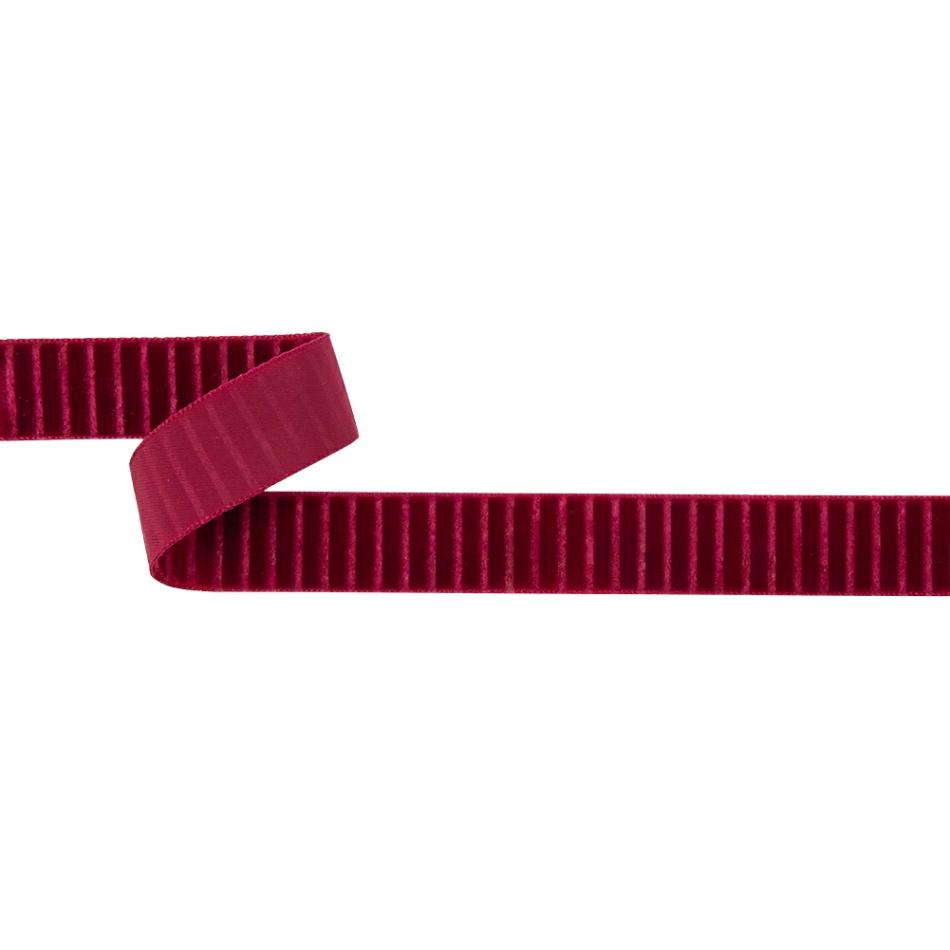 Velvet | Red Vertical Stripes Velvet Burnout Trim – 0.875" Ribbons Red