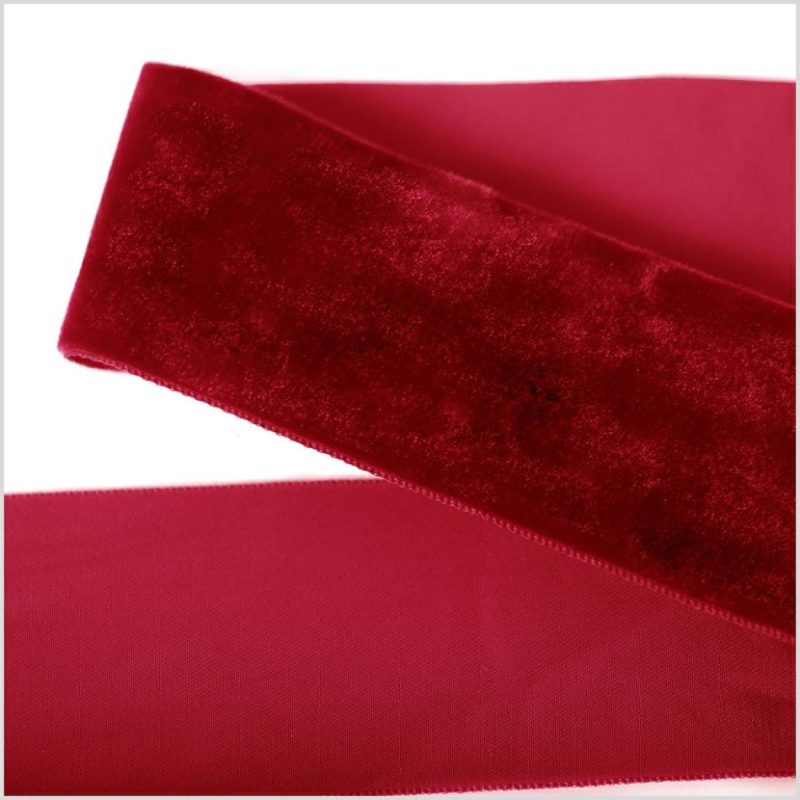 Velvet | Rouge Red Single Face Velvet Ribbon – 2" Ribbons Rouge Red