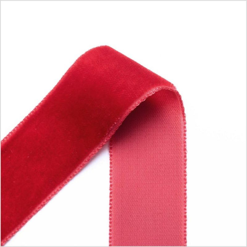 Velvet | Rouge Red Single Face Velvet Ribbon – 7/8" Ribbons Rouge Red