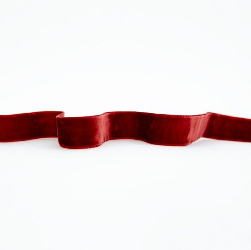 Velvet | Rustic Cranberry Crushed Velvet Ribbon – 0.875" Ribbons Rustic Cranberry