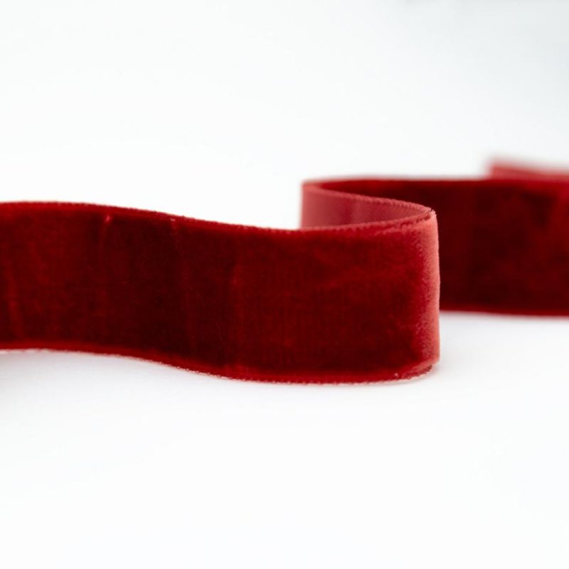 Velvet | Rustic Cranberry Crushed Velvet Ribbon – 0.875" Ribbons Rustic Cranberry