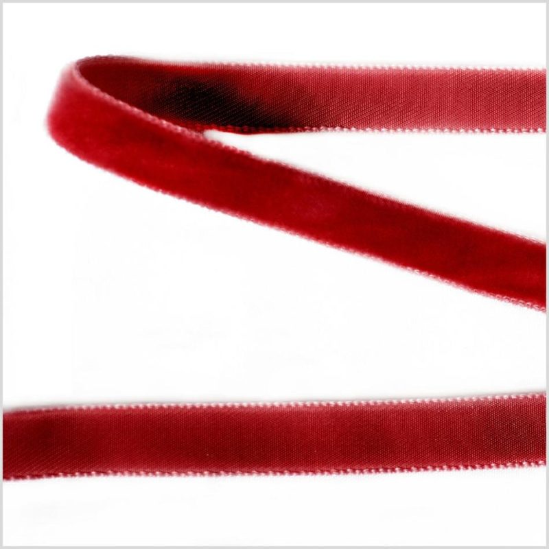 Velvet | Scarlet Single Face Velvet Ribbon – 0.375" Ribbons Scarlet