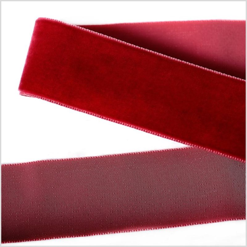 Velvet | Scarlet Single Face Velvet Ribbon – 1.5" Ribbons Scarlet