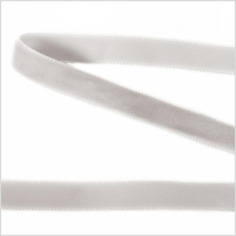 Velvet | Silver Single Face Velvet Ribbon – 0.375" Ribbons Silver