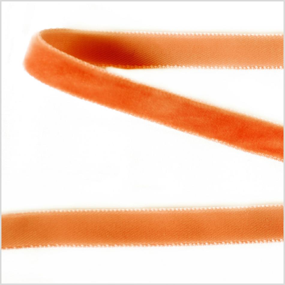 Velvet | Tangerine Single Face Velvet Ribbon – 0.375" Ribbons Tangerine