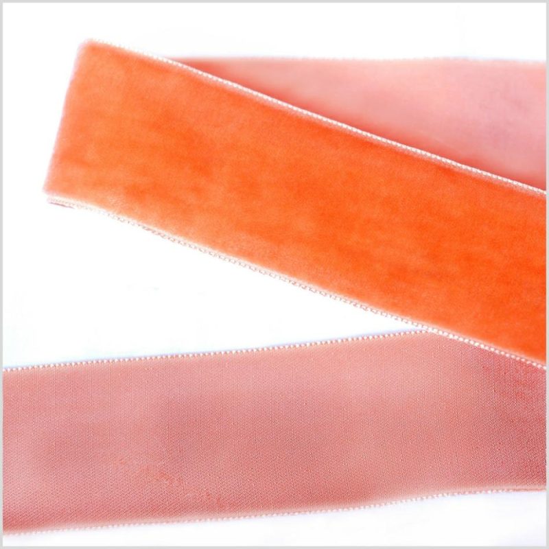 Velvet | Tangerine Single Face Velvet Ribbon – 1.5" Ribbons Tangerine