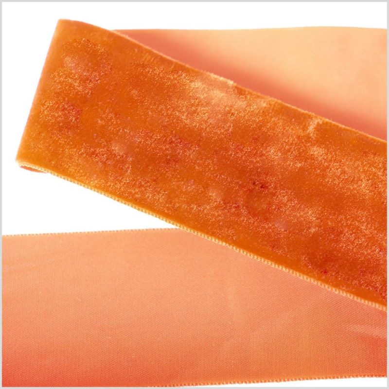 Velvet | Tangerine Single Face Velvet Ribbon – 2" Ribbons Tangerine