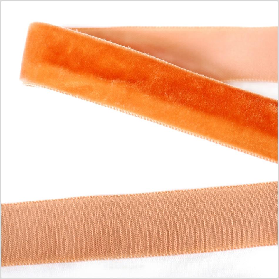 Velvet | Tangerine Single Face Velvet Ribbon – 7/8" Ribbons Tangerine