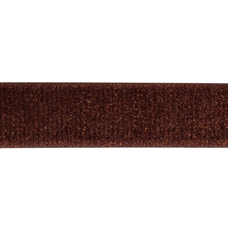 Velvet | Teddy Red And Amber Glitter Velvet Trim – 1" Metallic Metallic