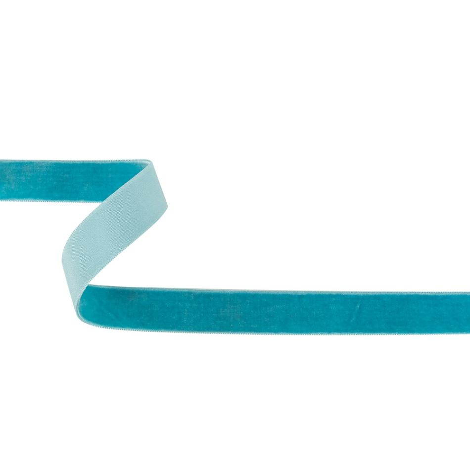 Velvet | Turquoise Single Face Velvet Ribbon – 0.75" Ribbons Horizon Blue