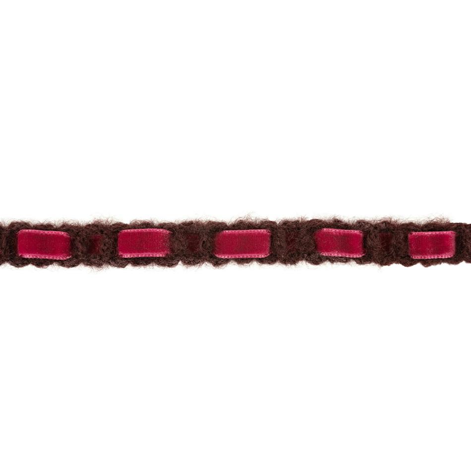 Velvet | Wine Red Crocheted Trim With Magenta Velvet Ribbon Core – 0.625" Ribbons Velvet