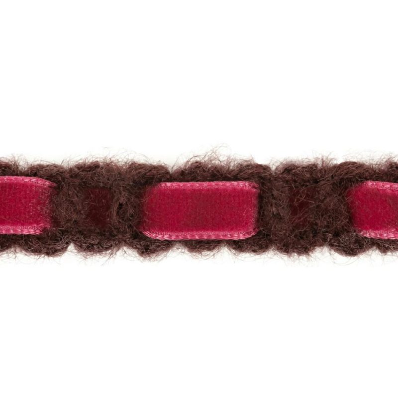 Velvet | Wine Red Crocheted Trim With Magenta Velvet Ribbon Core – 0.625" Ribbons Velvet