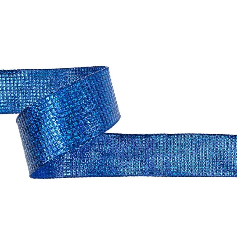 Wired | Metallic Royal Blue Iridescent Wire Edged Ribbon – 1.5" Metallic Metallic