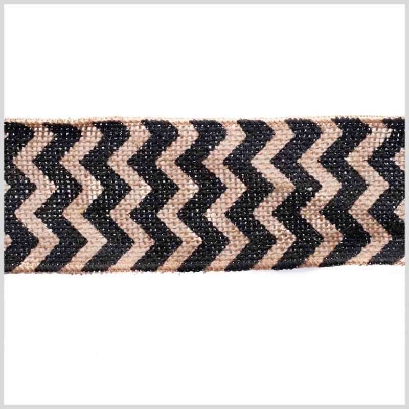 Woven | 2.5" Black Jute Chrevron Woven Trim Ribbons Black