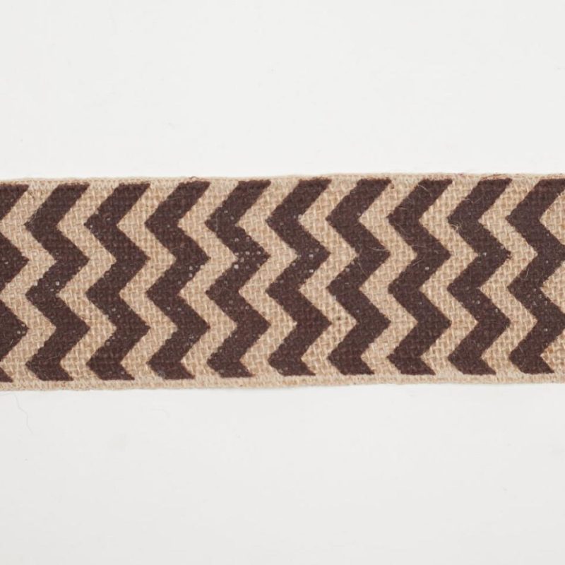 Woven | 2.5" Brown Jute Chrevron Woven Trim Ribbons Brown