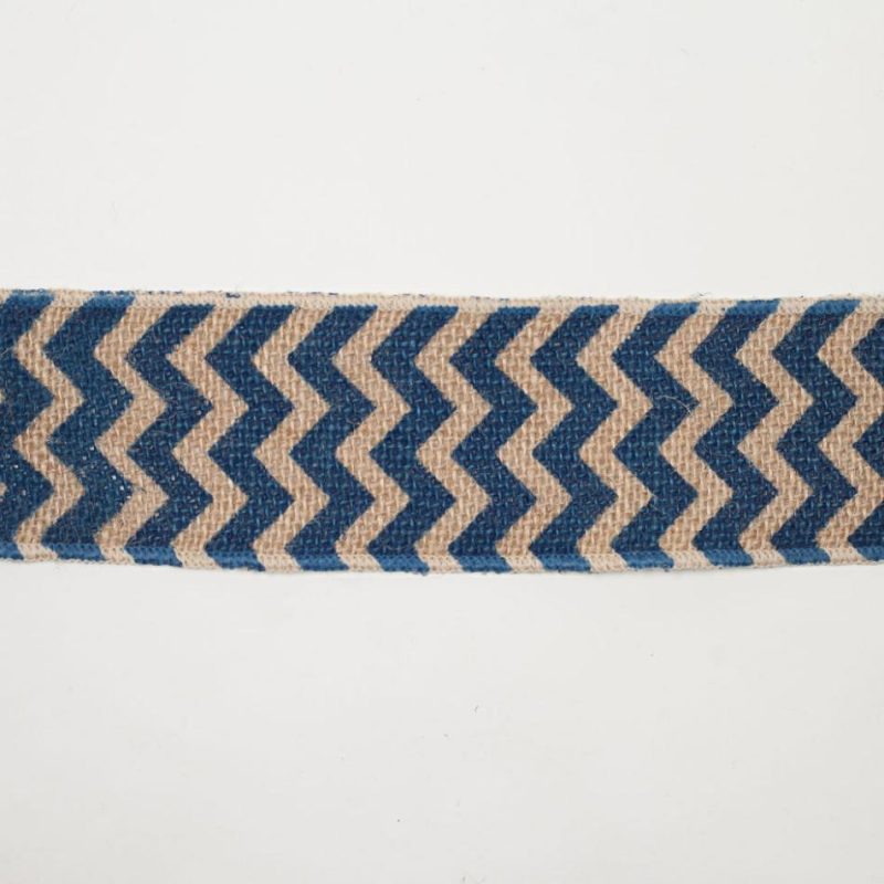 Woven | 2.5" Navy Blue Jute Chrevron Woven Trim Ribbons Navy Blue