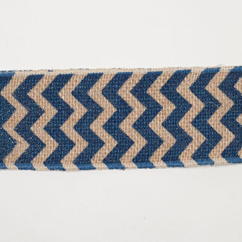 Woven | 2.5" Navy Blue Jute Chrevron Woven Trim Ribbons Navy Blue