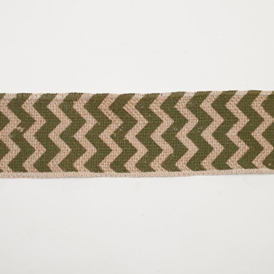 Woven | 2.5" Olive Green Jute Chrevron Woven Trim Ribbons Olive Green