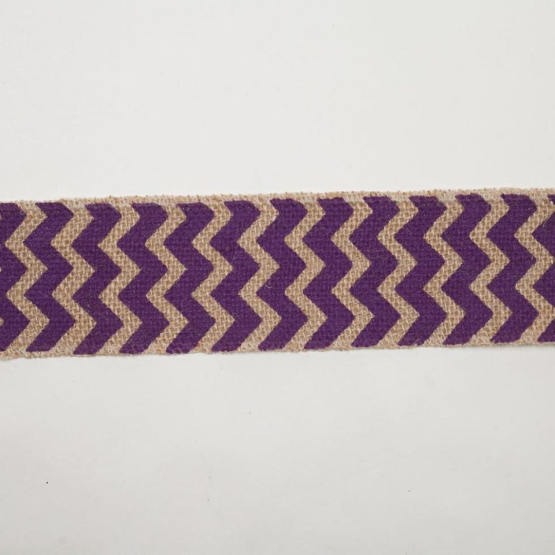 Woven | 2.5" Purple Jute Chrevron Woven Trim Ribbons Purple