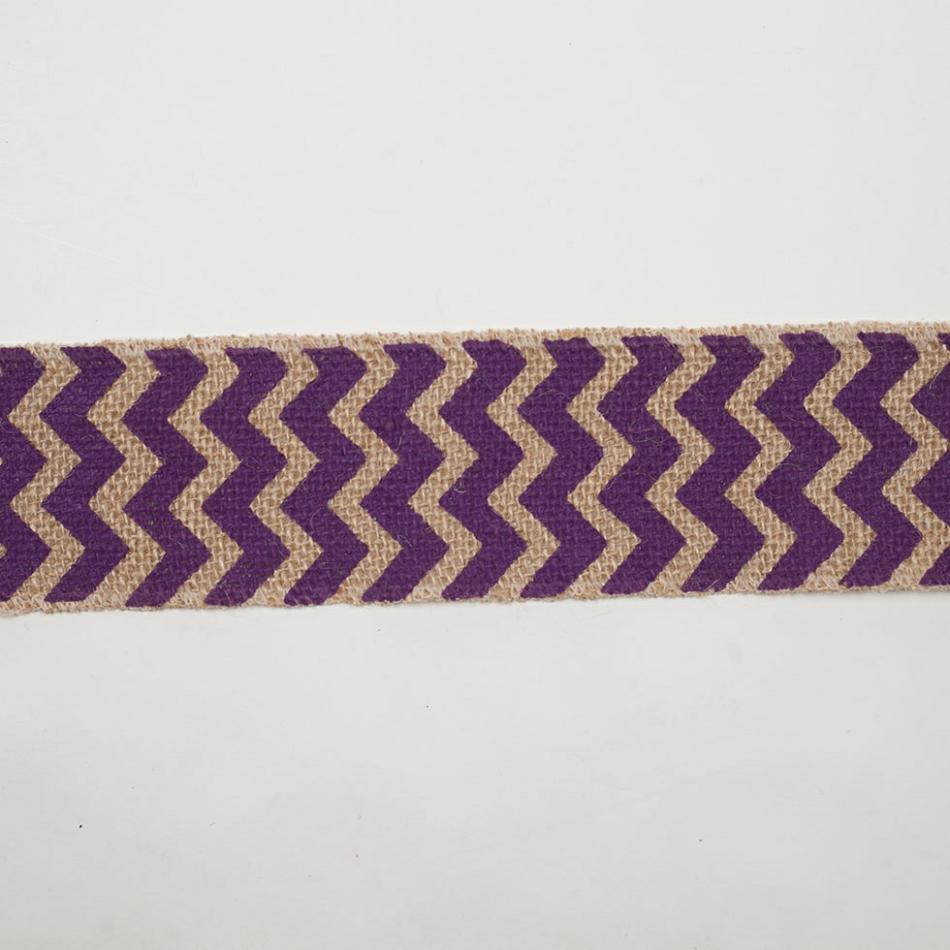 Woven | 2.5" Purple Jute Chrevron Woven Trim Ribbons Purple