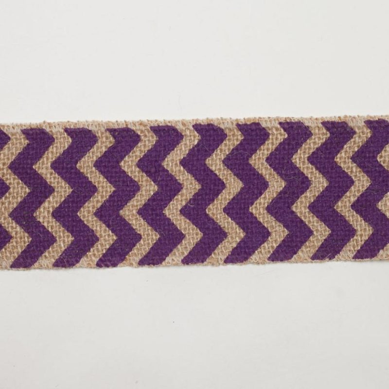 Woven | 2.5" Purple Jute Chrevron Woven Trim Ribbons Purple