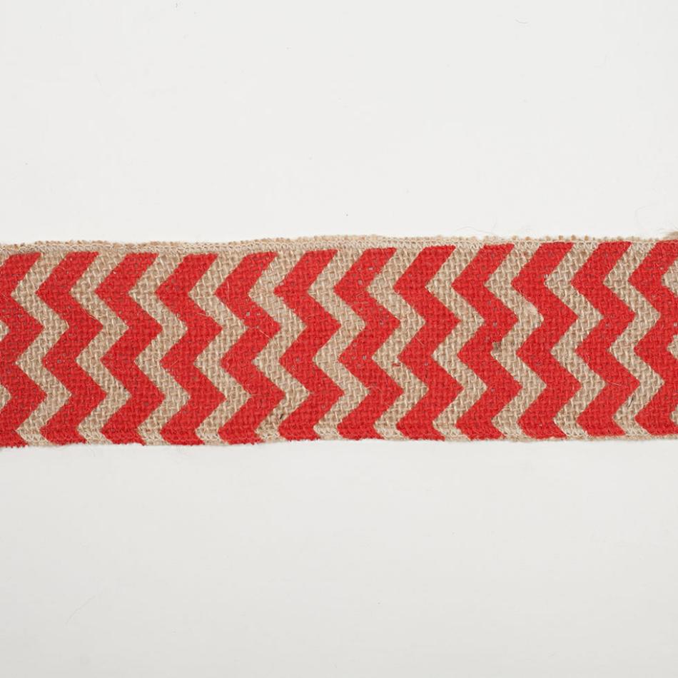 Woven | 2.5" Red Jute Chrevron Woven Trim Ribbons Red