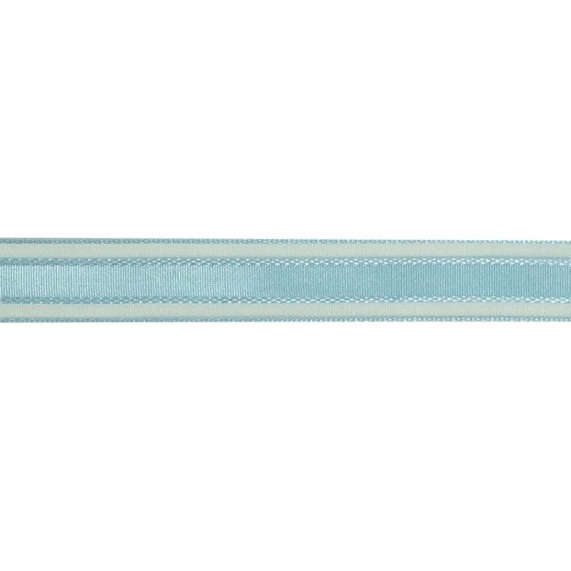 Woven | Baby Blue Woven Ribbon With Sheer Organza Borders – 0.5" Ribbons Sheer