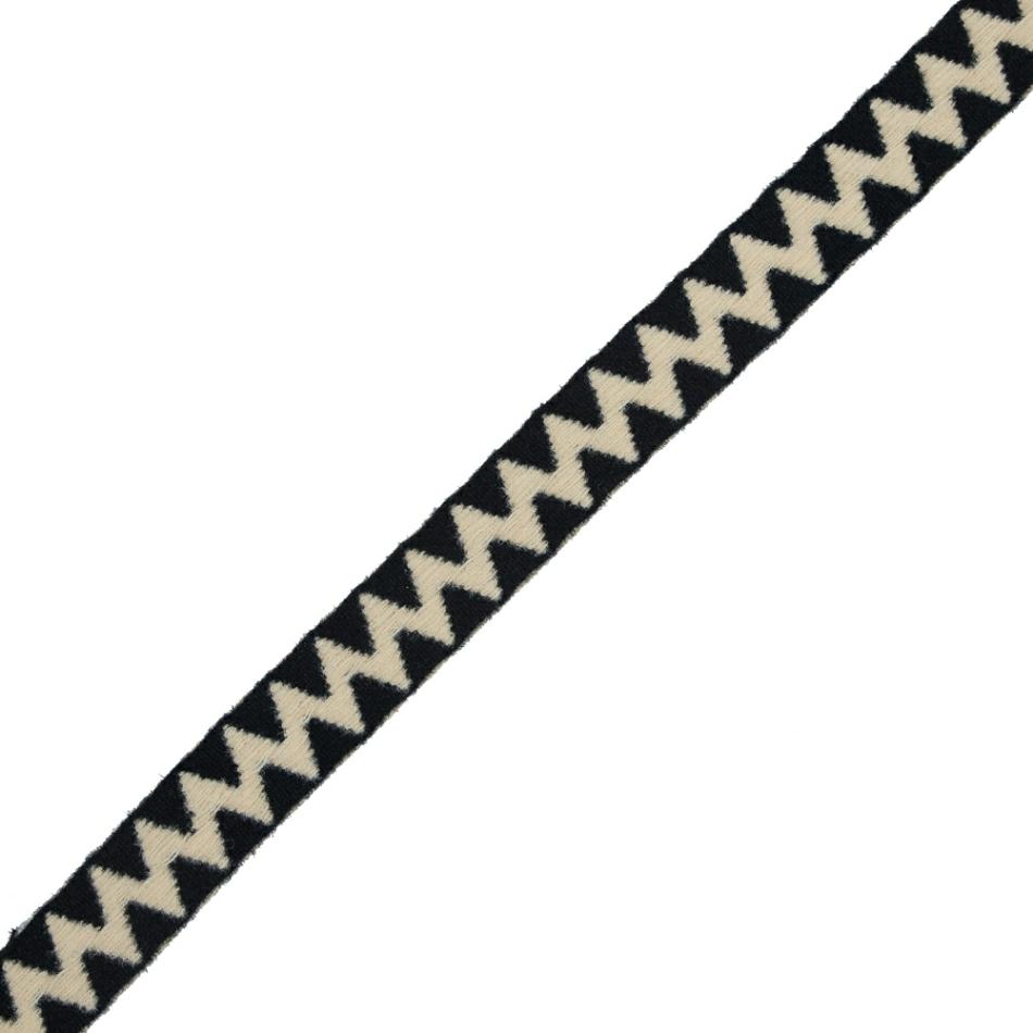 Woven | Beige And Black Zig-Zag Fabric Trim – 1" Ribbons Woven