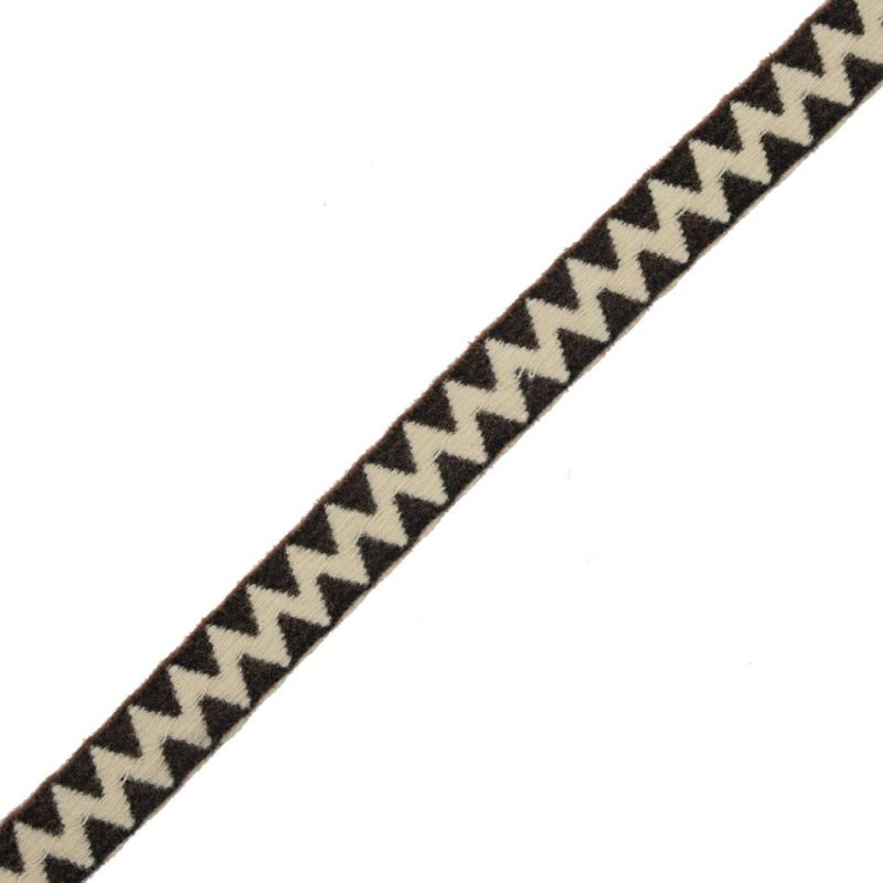 Woven | Beige And Brown Zig-Zag Fabric Trim – 1" Ribbons Woven