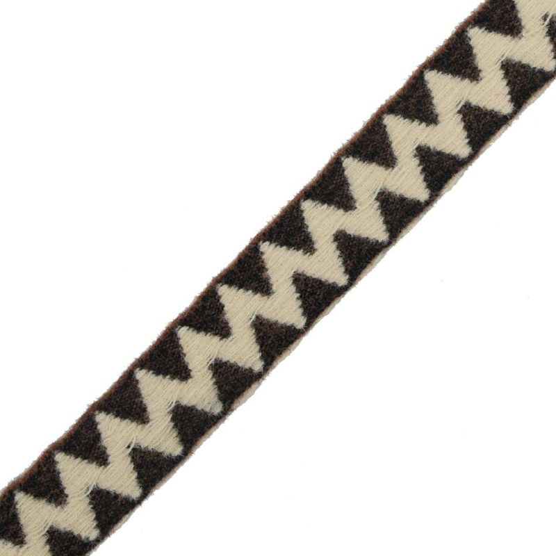 Woven | Beige And Brown Zig-Zag Fabric Trim – 1" Ribbons Woven