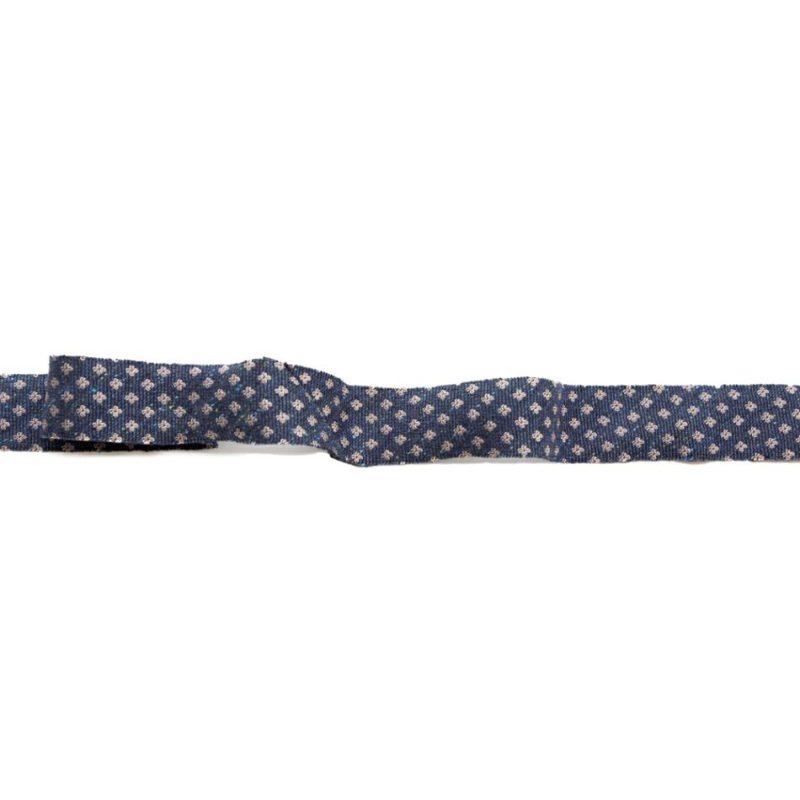 Woven | Blue And Beige Floral Wool Jacquard Ribbon – 1" Jacquard Jacquard